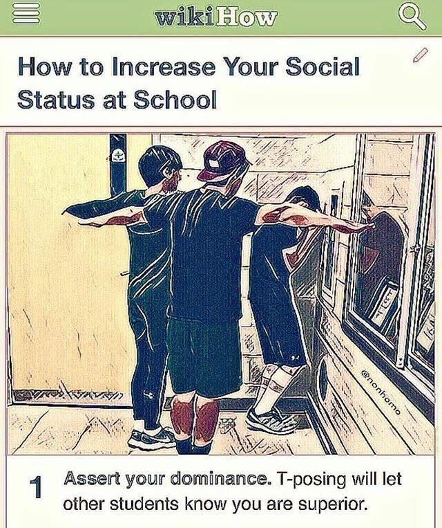 How How to Increase Your Social Status at School Assert your dominance. T- posing will let other students know you are superior. - iFunny Brazil