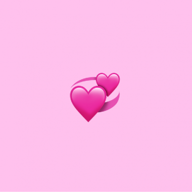 pink background with revolving hearts emoji