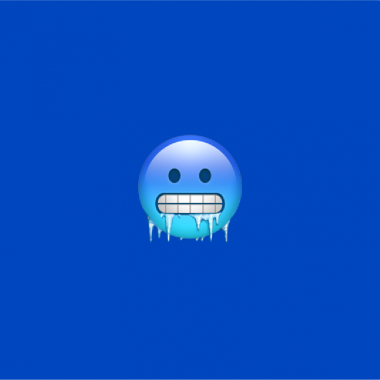blue background with cold face emoji on it